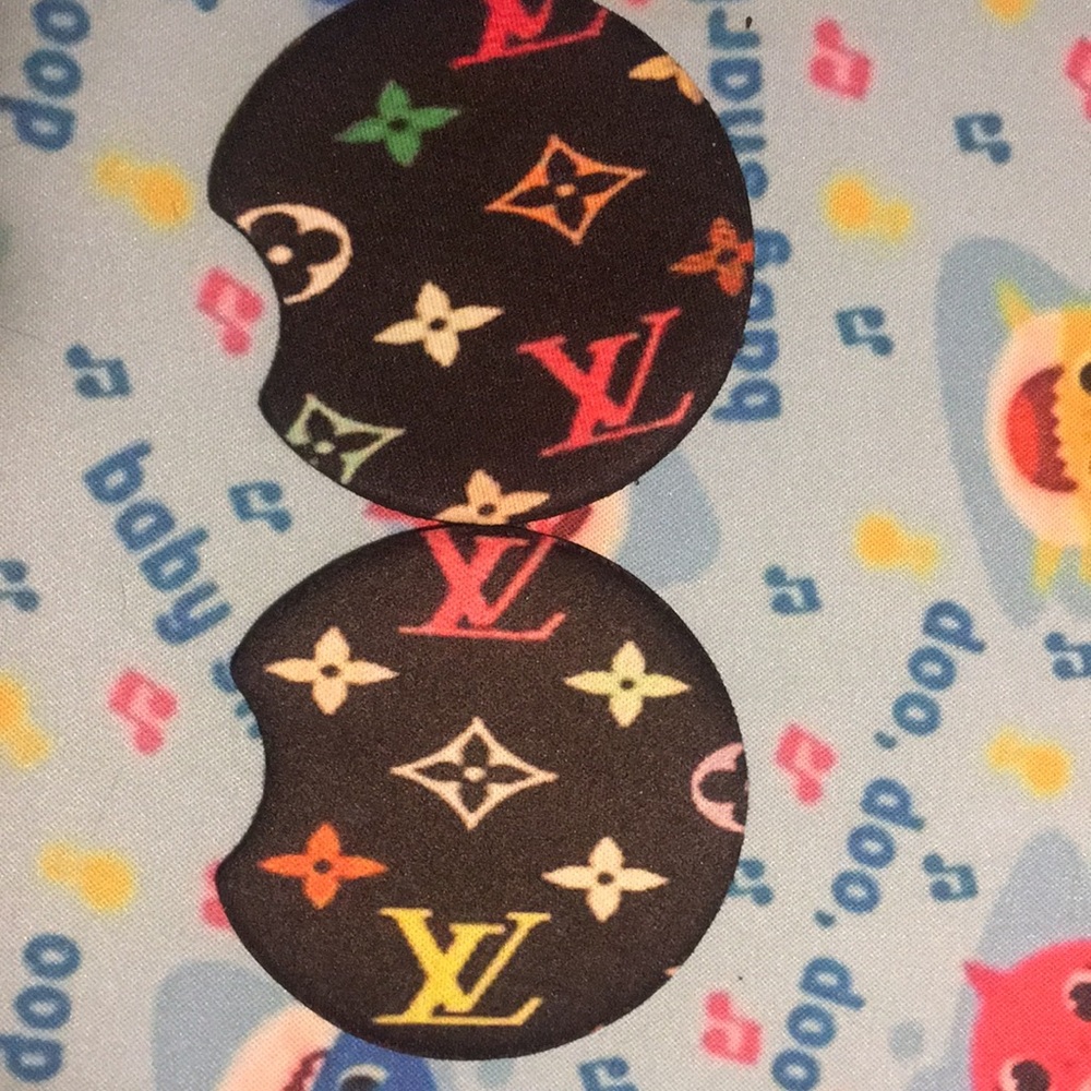 Car Cup Mats L V W/ LV Symbols Car Cup Holder Drink Mats Cup Holders Mats